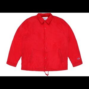 Champion Coaches Jacket Red Varsity Windbreaker